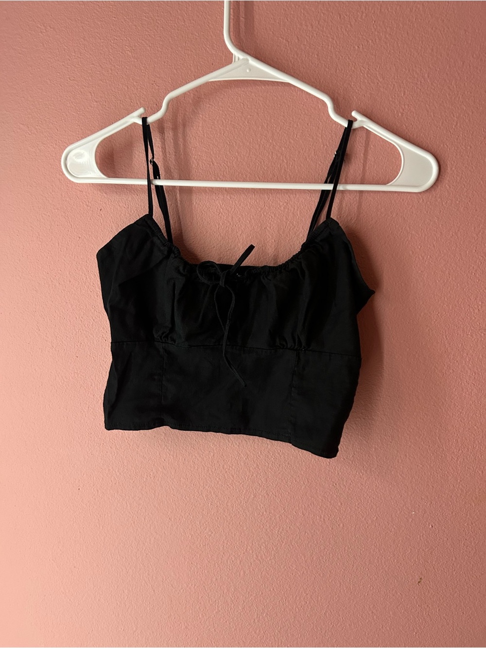Brandy Melville Black Cropped Cami with Tie Front